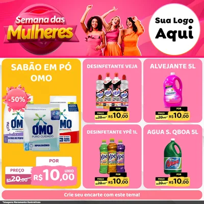 Modelo de Rede Social para Feed Facebook com o tema Semana das Mulheres para Produtos de Limpeza