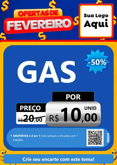 Modelo de Cartaz para Cartaz A4 Vertical com o tema Ofertas de Fevereiro para Água e gás