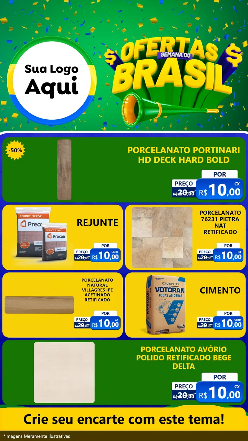 Modelo de TV para TV Vertical com o tema Ofertas Semana do Brasil para Pisos e revestimentos