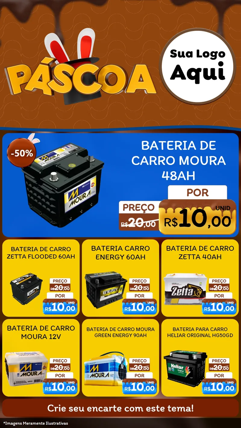 Modelo de Rede Social para Stories com o tema Páscoa para Baterias Elétricas