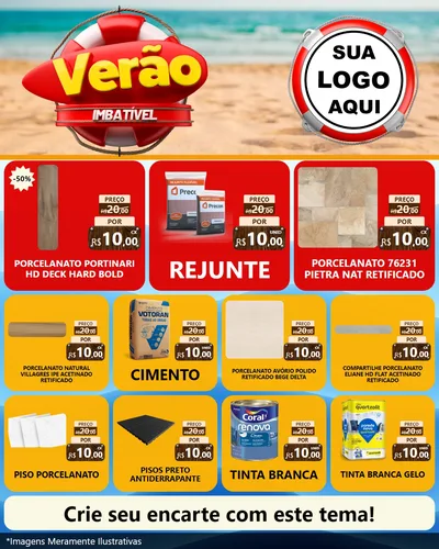 Modelo de Rede Social para Feed Instagram com o tema Verão Imbatível para Pisos e revestimentos