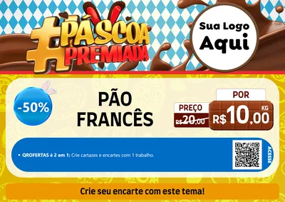 Modelo de Cartaz para Cartaz A4 Horizontal com o tema Páscoa Premiada para Padaria