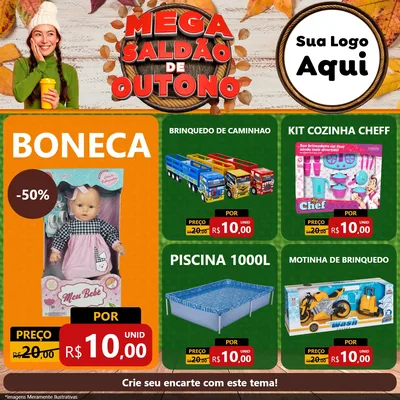 Modelo de Rede Social para Feed Facebook com o tema Mega Saldão de Outono para Brinquedos