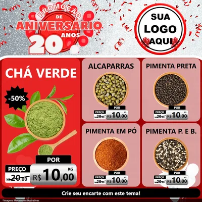 Modelo de Rede Social para Feed Facebook com o tema Promoção de Aniversário - 20 Anos para Produtos Naturais