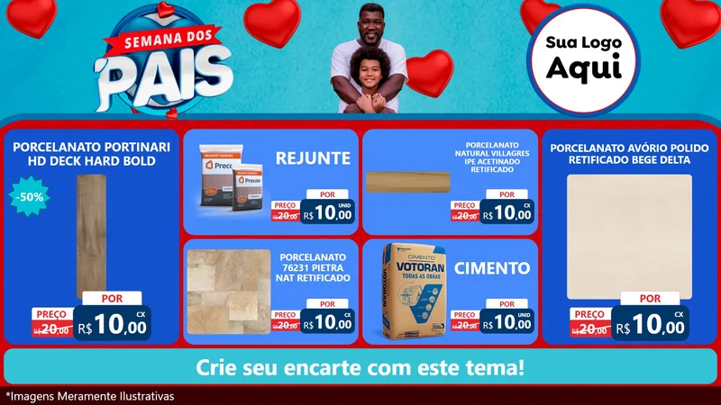 Modelo de TV para TV Horizontal com o tema Semana Dos Pais para Pisos e revestimentos