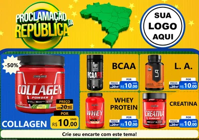 Modelo de Encarte para Encarte A4 Horizontal com o tema Proclamação da República para Suplementos alimentares