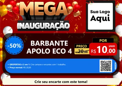 Modelo de Cartaz para Cartaz A4 Horizontal com o tema Mega Inauguração para Armarinho e Aviamentos