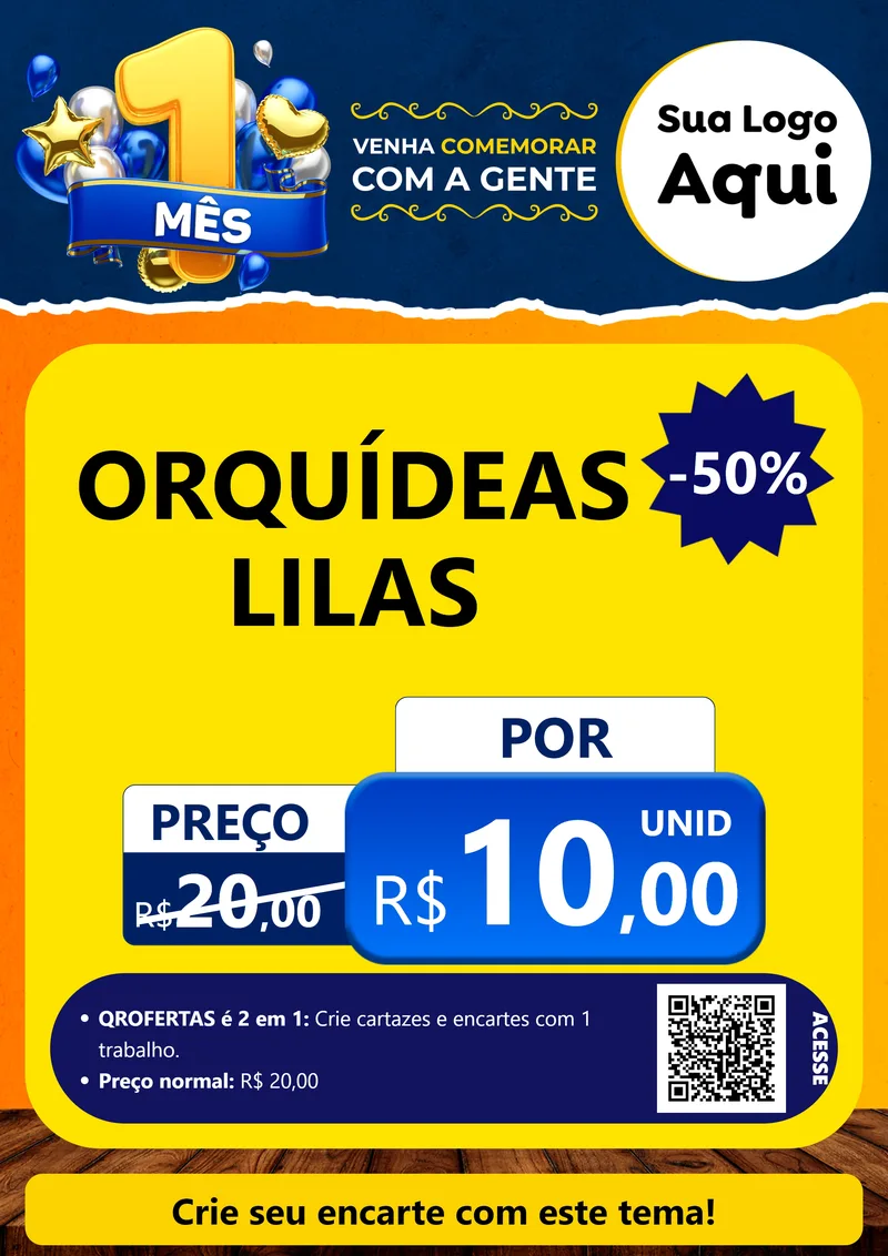 Modelo de Cartaz para Cartaz A4 Vertical com o tema Um Mês de Aniversário para Floricultura e jardim