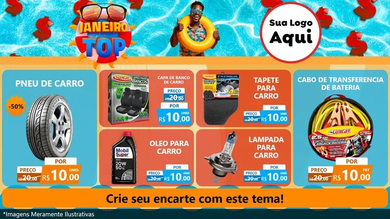 Modelo de TV para TV Horizontal com o tema Janeiro Top para Auto peças
