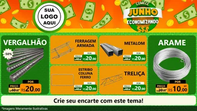 Modelo de TV para TV Horizontal com o tema Comece Junho Economizando para Ferragens