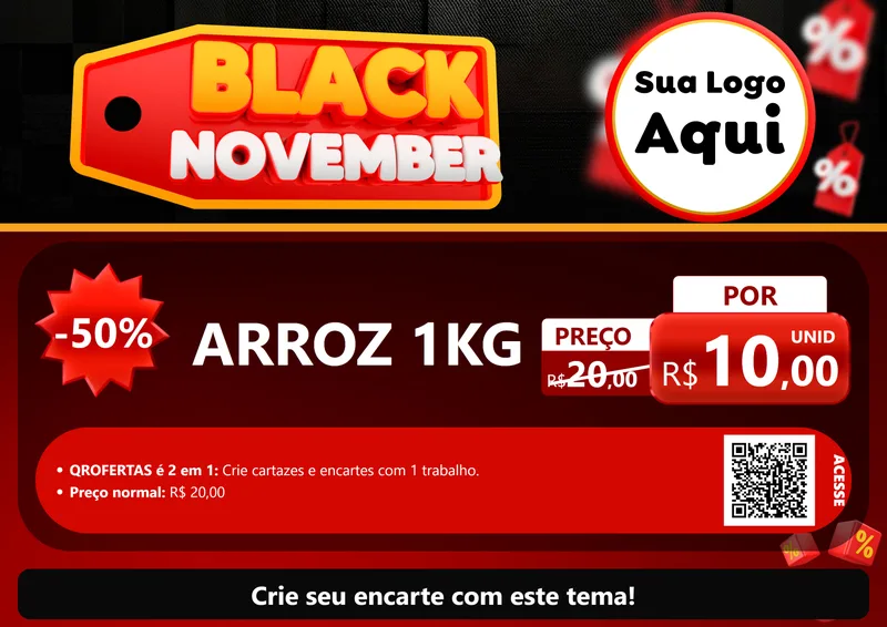 Modelo de Cartaz para Cartaz A4 Horizontal com o tema Black November para Supermercado