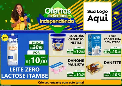 Modelo de Encarte para Encarte A4 Horizontal com o tema Ofertas da Semana da Independência para Frios e Laticínios