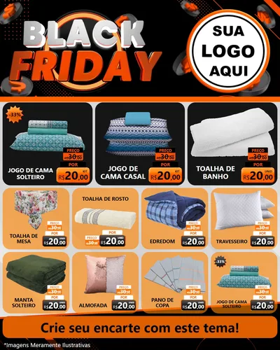 Modelo de Rede Social para Feed Instagram com o tema Black Friday para Cama, Mesa e Banho