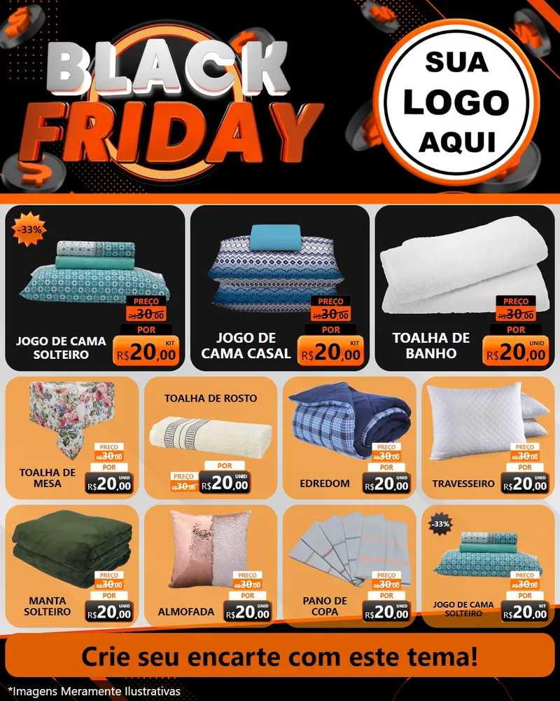 Modelo de Rede Social para Feed Instagram com o tema Black Friday para Cama, Mesa e Banho