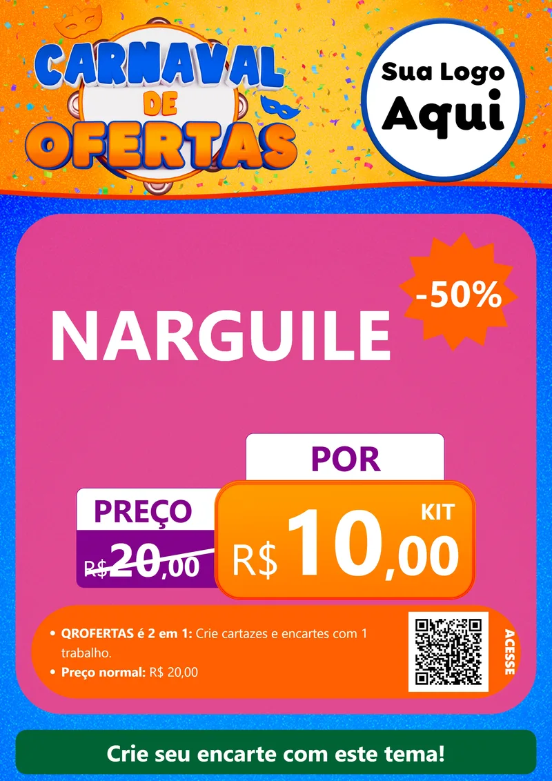 Modelo de Cartaz para Cartaz A4 Vertical com o tema Carnaval de Ofertas para Tabacaria