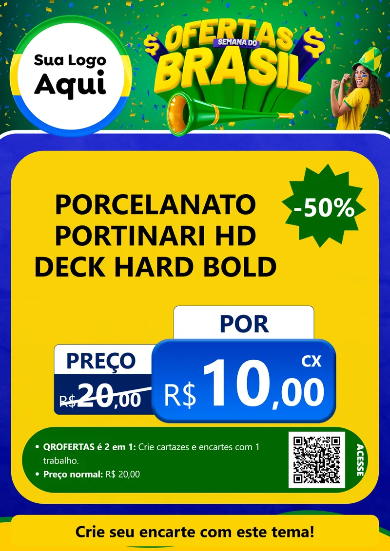 Modelo de Cartaz para Cartaz A4 Vertical com o tema Ofertas Semana do Brasil para Pisos e revestimentos