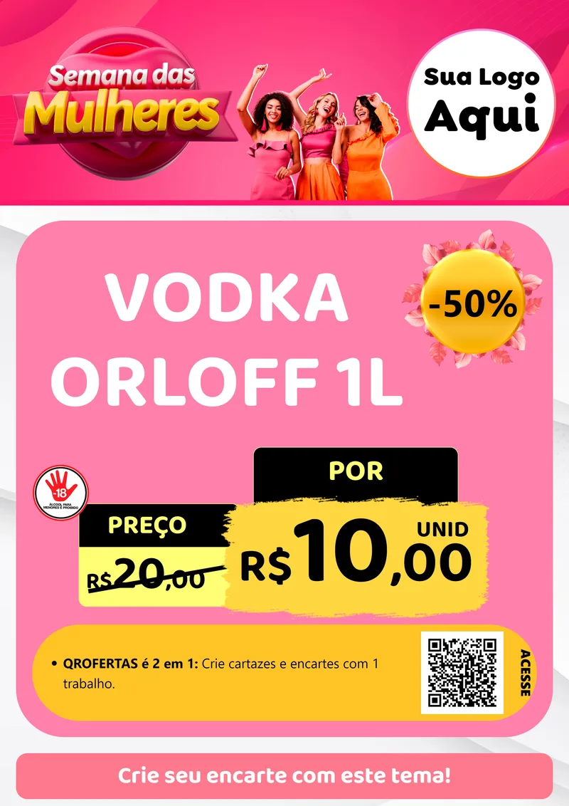 Modelo de Cartaz para Cartaz A4 Vertical com o tema Semana das Mulheres para Distribuidora de bebidas