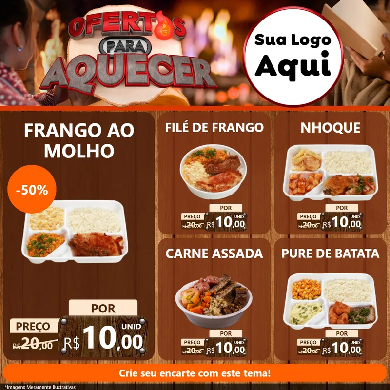 Modelo de Rede Social para Feed Facebook com o tema Ofertas Para Aquecer para Restaurante