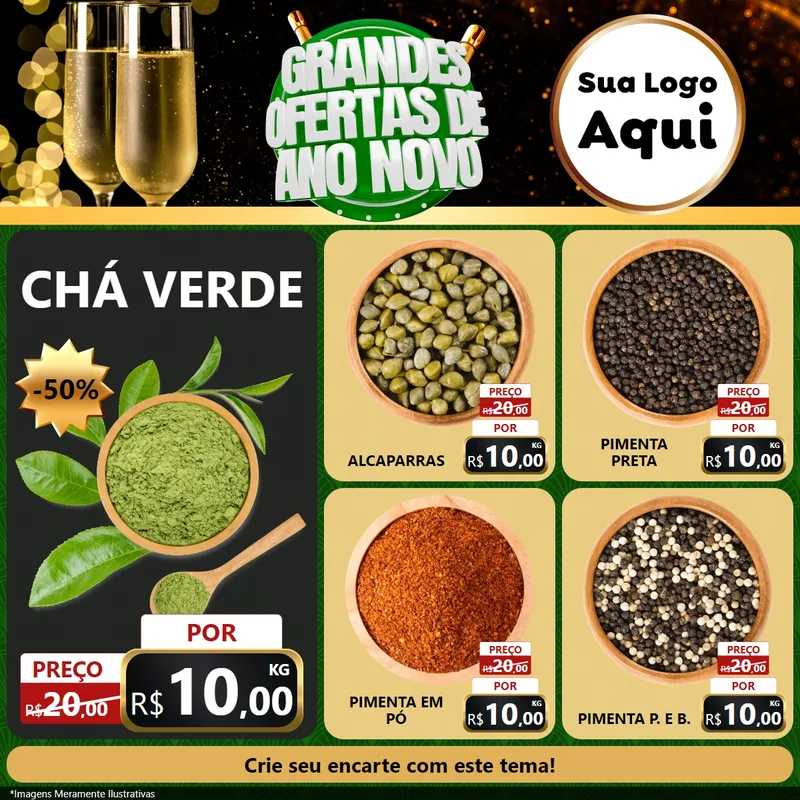 Modelo de Rede Social para Feed Facebook com o tema Grandes Ofertas de Ano Novo para Produtos Naturais