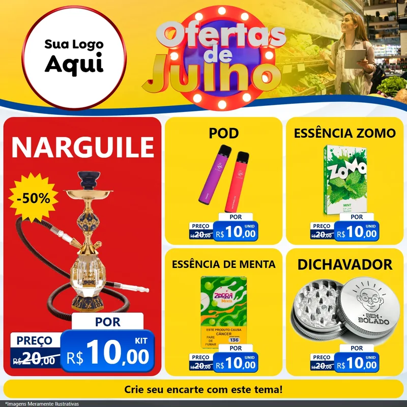 Modelo de Rede Social para Feed Facebook com o tema Ofertas de Julho para Tabacaria