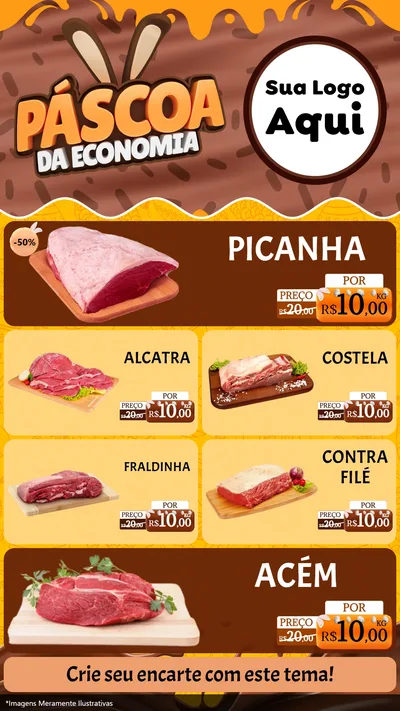 Modelo de TV para TV Vertical com o tema Páscoa da Economia para Açougue