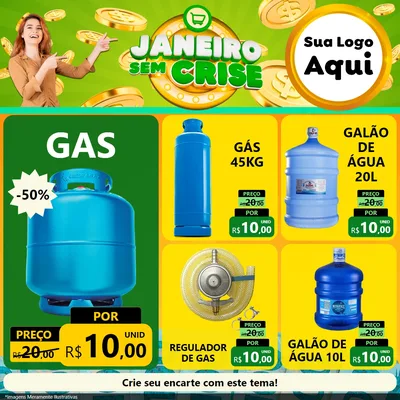 Modelo de Rede Social para Feed Facebook com o tema Janeiro Sem Crise para Água e gás
