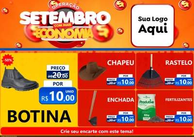 Modelo de Encarte para Encarte A4 Horizontal com o tema Operação Setembro Com Muita Economia para Agropecuária