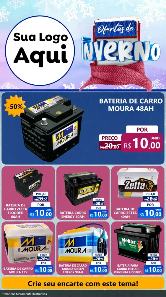 Modelo de Rede Social para Stories com o tema Ofertas de Inverno para Baterias Elétricas