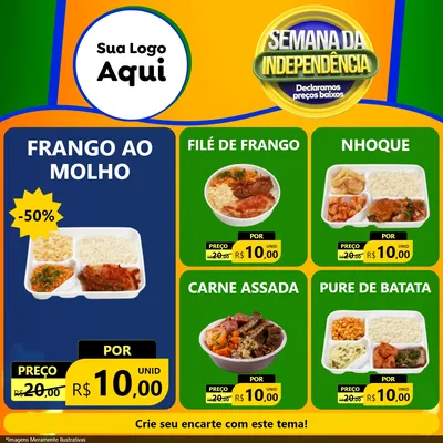 Modelo de Rede Social para Feed Facebook com o tema Semana da Independência Declaramos Preços Baixos para Restaurante