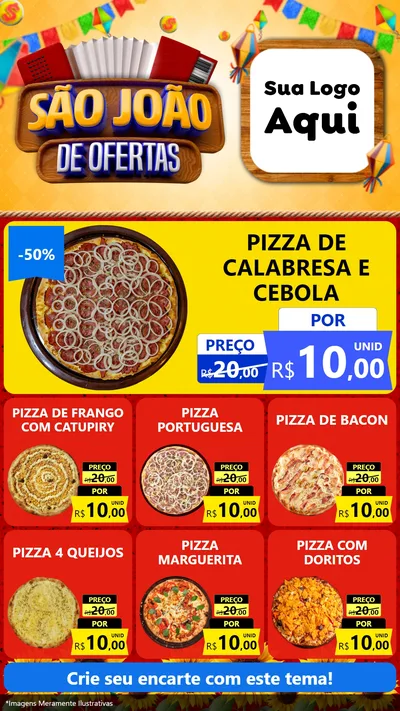 Modelo de Rede Social para Stories com o tema São João de Ofertas para Pizzaria
