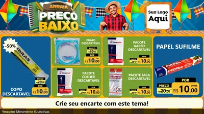 Modelo de TV para TV Horizontal com o tema Arraiá de Preço Baixo - Junina para Embalagens