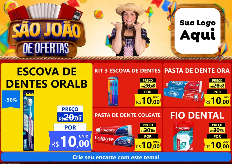 Modelo de Encarte para Encarte A4 Horizontal com o tema São João de Ofertas para Higiene Pessoal