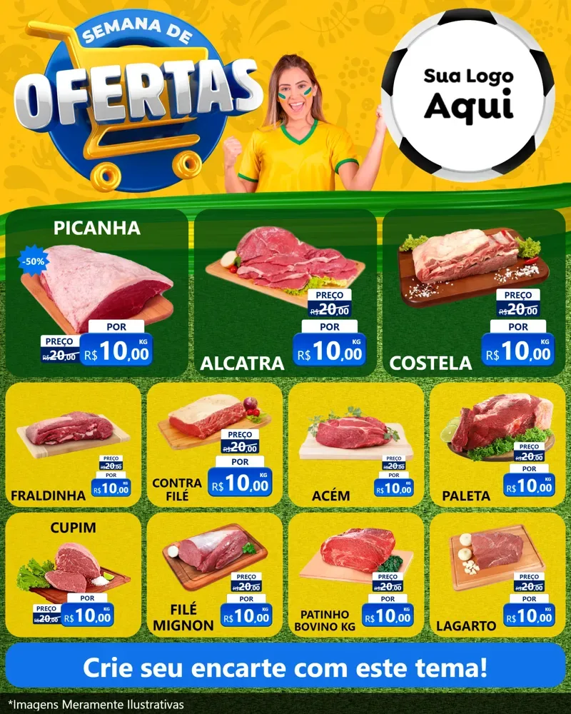 Modelo de Rede Social para Feed Instagram com o tema Semana de Ofertas - Copa para Açougue
