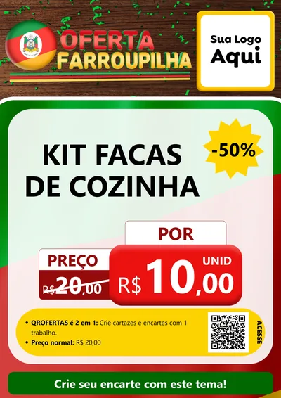 Modelo de Cartaz para Cartaz A4 Vertical com o tema Oferta Farroupilha para Utilidades Domésticas