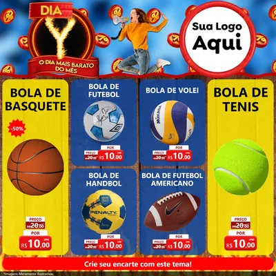 Modelo de Rede Social para Feed Facebook com o tema Dia Y - O Dia Mais Barato Do Mês para Artigos Esportivos