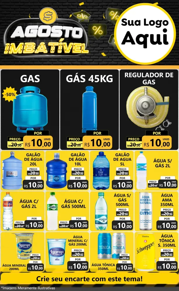 Modelo de Encarte para Encarte Grande com o tema Agosto Imbatível para Água e gás