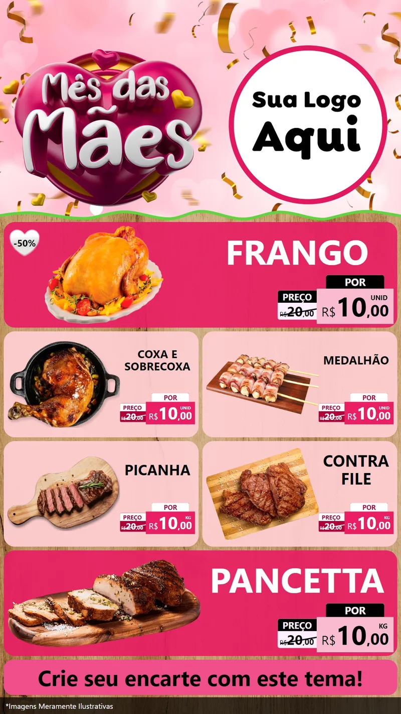 Modelo de TV para TV Vertical com o tema Mês das Mães para Assados