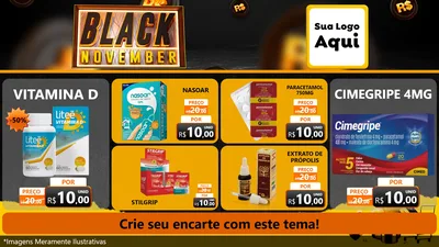 Modelo de TV para TV Horizontal com o tema Black November para Farmácia