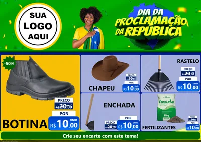 Modelo de Encarte para Encarte A4 Horizontal com o tema Dia Da Proclamação Da República para Agropecuária
