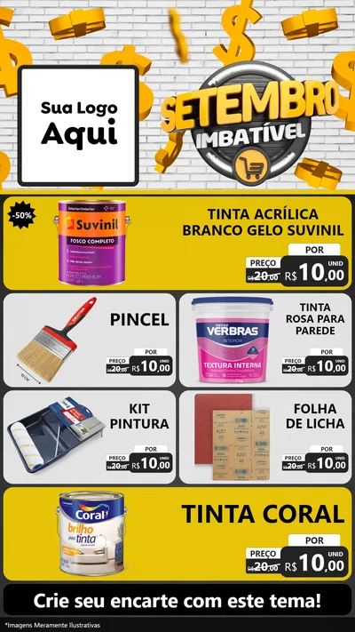 Modelo de TV para TV Vertical com o tema Setembro Imbatível para Tintas e Ferramentas