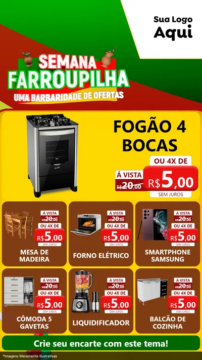 Modelo de Rede Social para Stories com o tema Semana Farroupilha - Uma Barbaridade de Ofertas para Móveis e Eletro