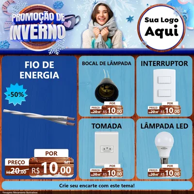 Modelo de Rede Social para Feed Facebook com o tema Promoção de Inverno para Materiais Elétricos