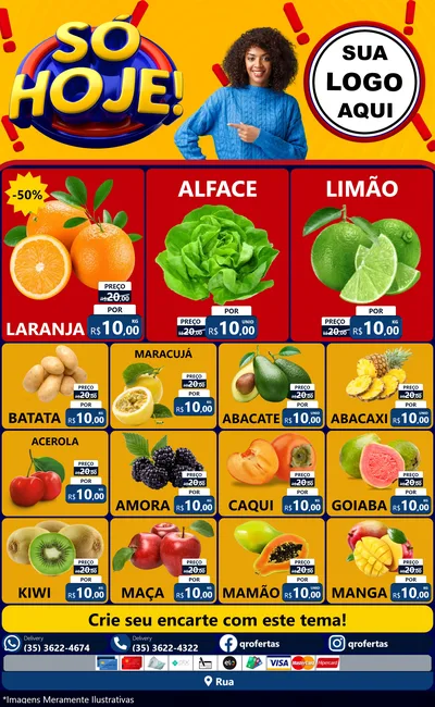 Modelo de Encarte para Encarte Grande com o tema Só Hoje! para Hortifrúti