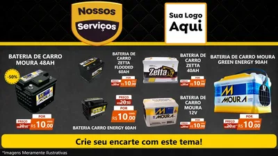 Modelo de TV para TV Horizontal com o tema Nossos Serviços para Baterias Elétricas