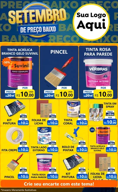Modelo de Encarte para Encarte Grande com o tema Setembro De Preço Baixo para Tintas e Ferramentas