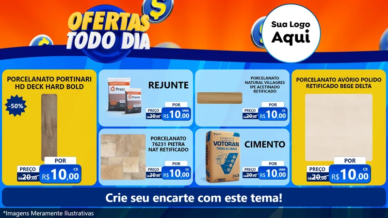 Modelo de TV para TV Horizontal com o tema Ofertas Todo Dia para Pisos e revestimentos