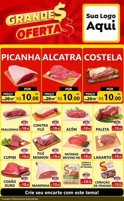 Modelo de Encarte para Encarte Grande com o tema Grandes Ofertas para Açougue