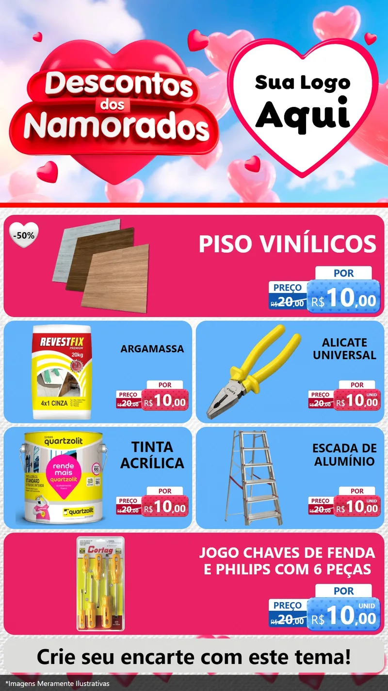 Modelo de TV para TV Vertical com o tema Descontos dos Namorados para Material para Construção