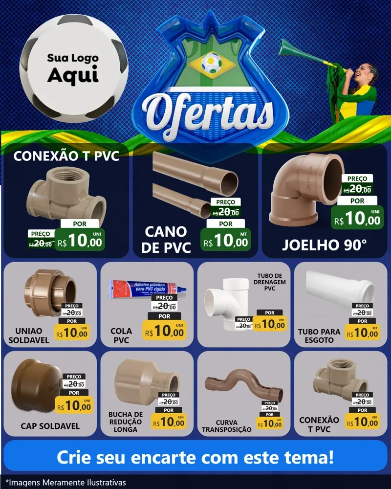 Modelo de Rede Social para Feed Instagram com o tema Ofertas (Futebol) para Tubos e conexões