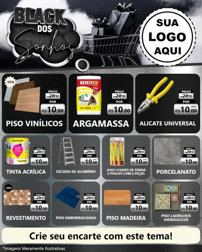 Modelo de Rede Social para Feed Instagram com o tema Black dos Sonhos para Material para Construção